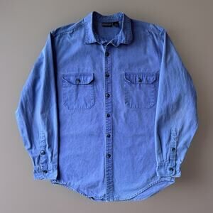 Vintage Patagonia Shirt Large Purple Blue 90s Heavy Canvas Workwear Button Up